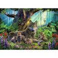 Puzzle 1000 pièces - Ravensburger - Famille de loups - Paysage et nature - Vert-0