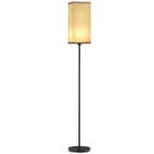 Lampadaire sur pied - HOMCOM - avec abat-jour beige effet lin, interrupteur à pied - pour salon, chambre à coucher - noir