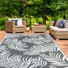 IDMARKET ID MARKET - Tapis extérieur COCO tropical gris et blanc 120x180 CM