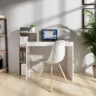 Bureau d'Ordinateur avec étagères de rangement en bois blanc et naturel - MONDEER