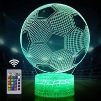 Veilleuse de football à vision 3D pour enfants, 16 couleurs, avec télécommande, un cadeau pour les fans de football.