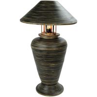 Fine Asianliving Lampe à Poser en Bambou Spirale Fait Main Noire 40x40x65cm