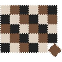 Tapis d'eveil Eva modele puzzle en mousse - 30 x 30 x 1 cm - Beige Marron Noir - Lot de 30 pieces