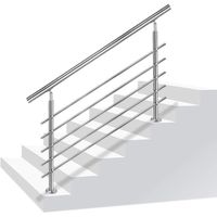 YUENFONG Rampe d'escalier en acier inoxydable, 80 cm, balustrade, balcon, avec 5 traverses pour escaliers