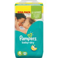Couches Pampers Baby Dry Taille 4 - 9 à 14 kg - 120 Couches