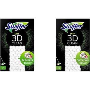 Swiffer Balai Attrape Retient Poussière 3D Clean Recharges 14 Lingettes  Sèches