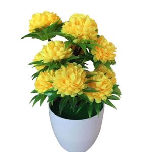 FLEUR ARTIFICIELLE Jaune - Plante bonsaï artificielle chrysanthème, 1