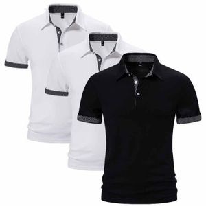 POLO Lot de 3 Polo Homme Été Fashion Casual Manche Courte Respirant Confortable Polo Marque Luxe T-Shirt Hommes - Blanc-Blanc-Noir