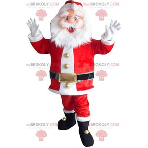 DÉGUISEMENT - PANOPLIE Mascotte de Père-Noël barbu et jovial en tenue rou