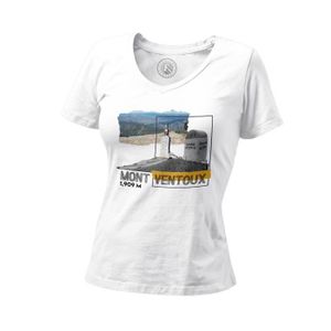 MAILLOT DE CYCLISME T-shirt Femme - Fabulous - Mont Ventoux Collage - Col V - Blanc - Manches courtes