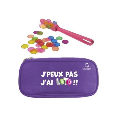 Kit Loto Bingo 3 En 1 – Trousse J’peux Pas J’ai Loto, Bâton Magnétique Rouge, 100 Pions Aimantés Transparents