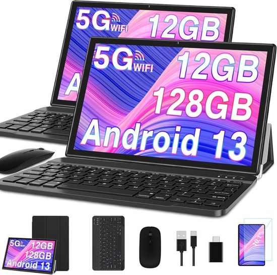 Tablette Android 15 JUEDUR 10 Pouces - 22Go RAM, 128Go ROM, Clavier Inclus, 8000 MAh, Widevine L1 Pour Netflix HD