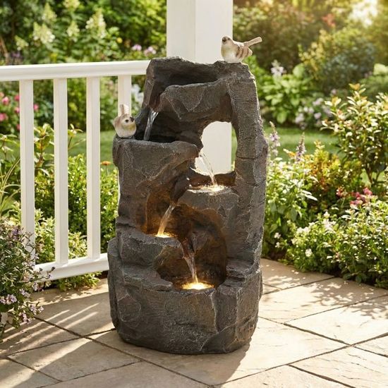 Fontaine de Jardin avec LED, Nature-Zen, Fontaine Extérieure pour