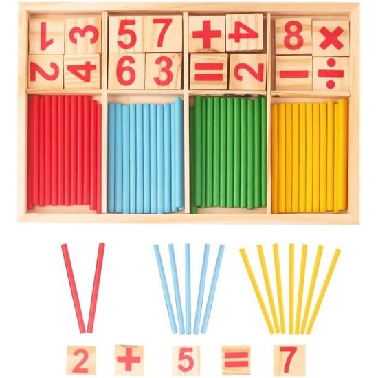 Ensemble de blocs et bâtons de comptage mathématiques – Matériel de manipulation Montessori en bois pour l'apprentissage à - Jeux - Jouets Ensemble de blocs et bâtons de comptage mathématiques – Matériel de manipulation Montessori en bois pour l'apprentissage à - Jeux - Jouets