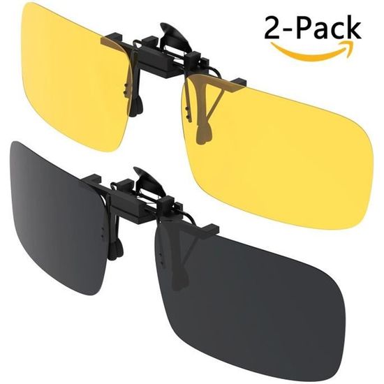 Clip Lunettes De Conduite Nuit – Verres Jaunes Polarisés, Anti-éblouissement Phares, Léger 10g