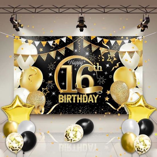 AUNGCSHE Banderole Joyeux Anniversaire Happy Birthday 180x110 Cm – Décoration Fête Enfant Garçon Fille