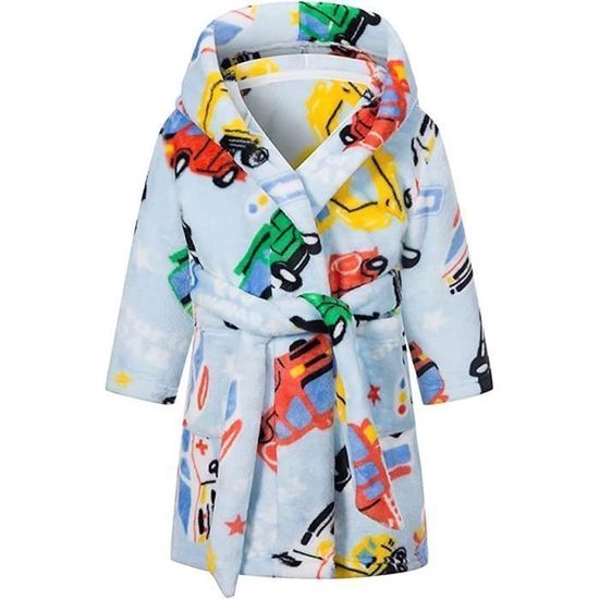 Peignoir Enfant Capuche Doux - Vêtement Nuit Et Bain Garçons Filles - Tailles 1-7 Ans