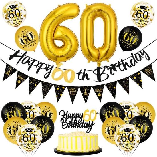Décoration d'Anniversaire 60 Ans pour Femme - Ballons en Forme de Chiffre - Guirlande de Ballons Roses Rétro - Ballon à Champagne