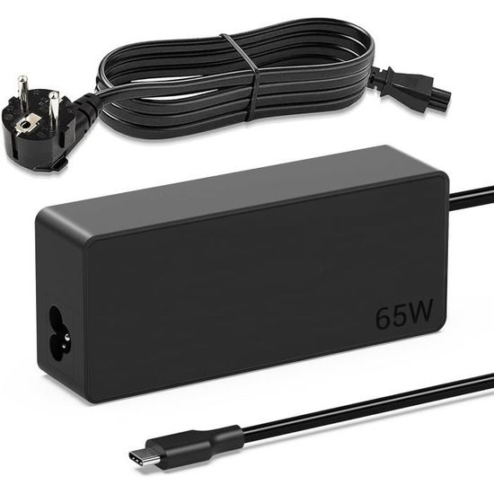 shefor Chargeur USB C 65W Charge Rapide PD pour Lenovo, HP, Dell, Chargeur d'ordinateur Portable de Type C 20 V 3,25 A