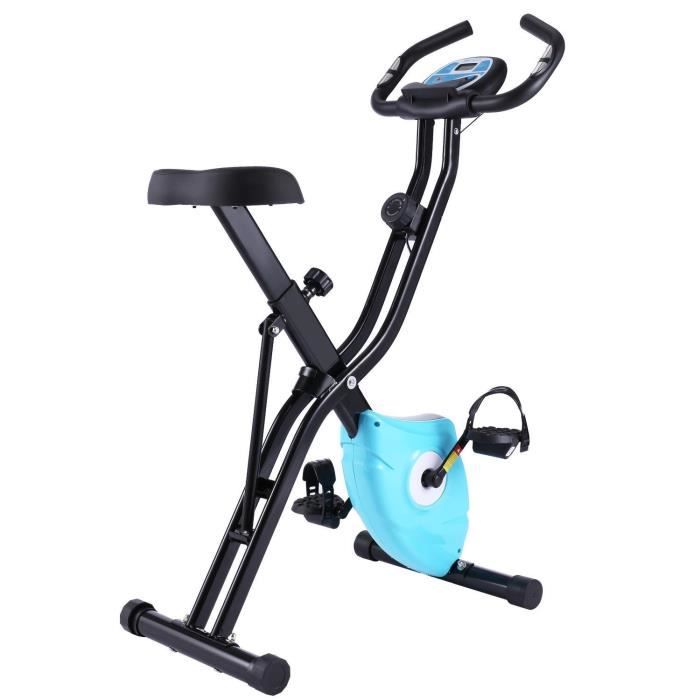 Vélo d'appartement Pliable - Bike Vélo Dossier - 10 Niveaux de Résistance - Avec fonction APP - Écran LCD - Capteurs de Pouls intég