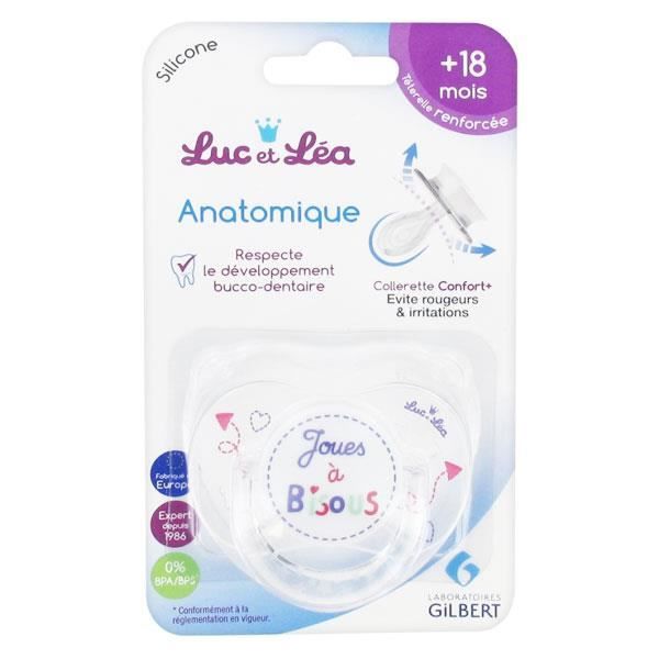 Luc et Léa Sucette Silicone +18m Joues Bisous