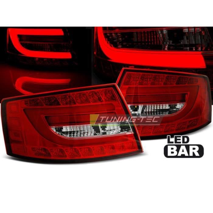Paire de feux arriere Audi A6 C6 berline 04-08 LED BAR rouge blanc-27335619