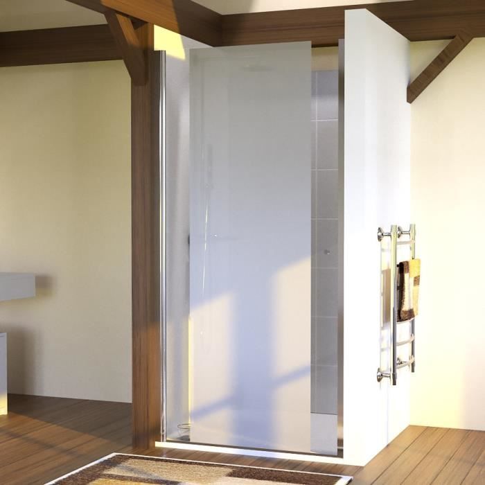 CREAZUR Porte de Douche pivotante Sandy 100 X 190 en verre sablé 6 mm