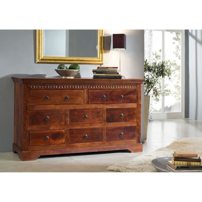 Commode - Bois massif d'acacia laqué (Nougat) - Style colonial - OXFORD #524