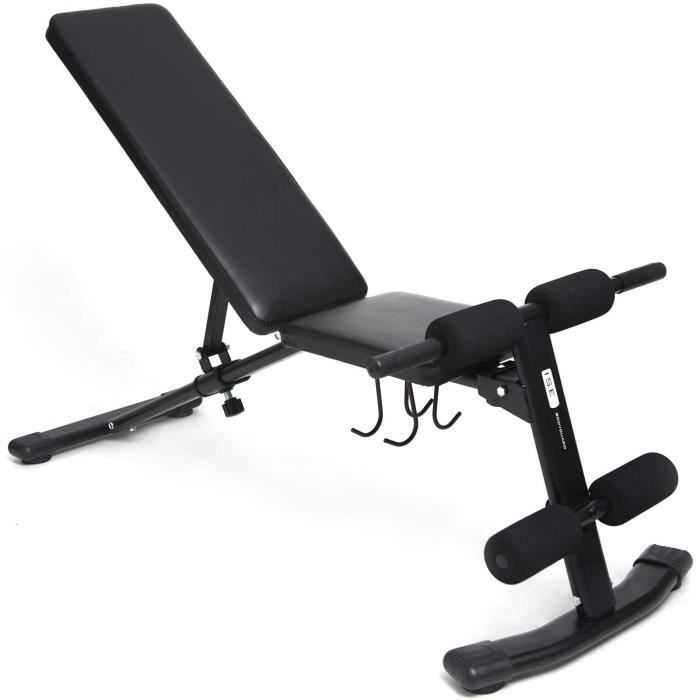 ISE 3 en 1 Banc de Musculation Pliable Multifonction Sit-up, Banc plat, incliné Fitness Abdominaux Bras Dossier réglable en 6 Positi
