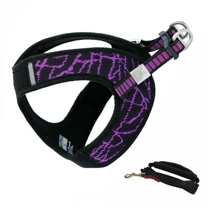 Laisses Colliers,Confort rembourré bouledogue français chiot chien harnais gilet réglable chien harnais - Type V8-Set Purple-S