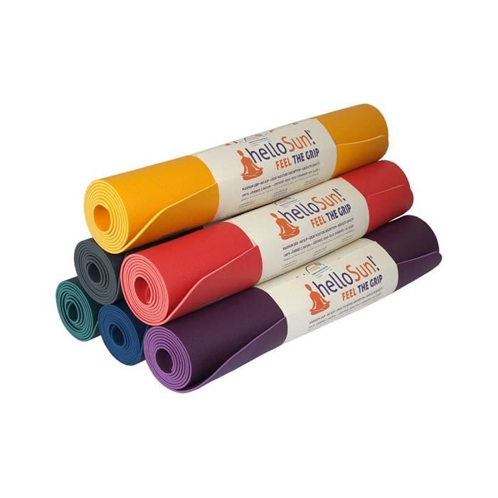 helloSun Tapis de Yoga antidérapant en Caoutchouc Naturel, Tapis de Gym Non Toxique épais et Léger, Matelas Sport écologique fabr