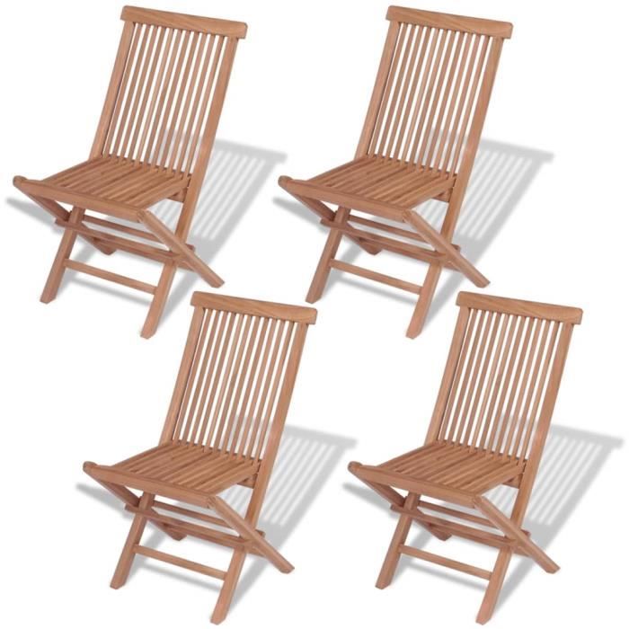 MAISON- 4 pcs Chaises de jardin pliables Bois de teck solide - Chaise d'extérieur ,Chaise de terrasse ,Fauteuil de balcon3214