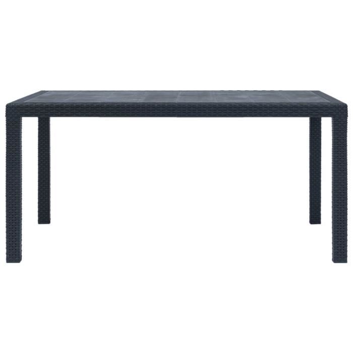 Table de Jardin d'Extérieur Design en Plastique 150x90x72 cm Plastique Aspect rotin -KEL