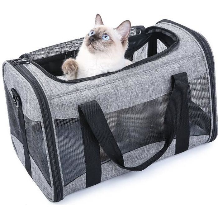 Sac Transporteur pour animaux domestiques, Sac Transport Chat, sac transport chien, Confort, extensible et pliable-gris