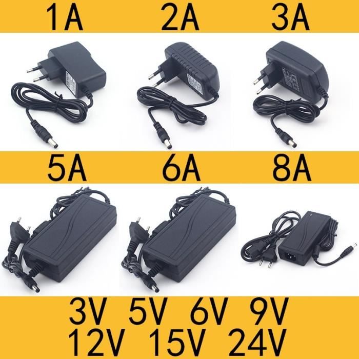 0.5A-EU Plug-3V -AC 110 240V DC 3V 5V 6V 9V 12V 15V 24V 0.5A 1A 2A 3A 5A 6A 8A Universel Adaptateur D'alimentation Chargeur adaptate
