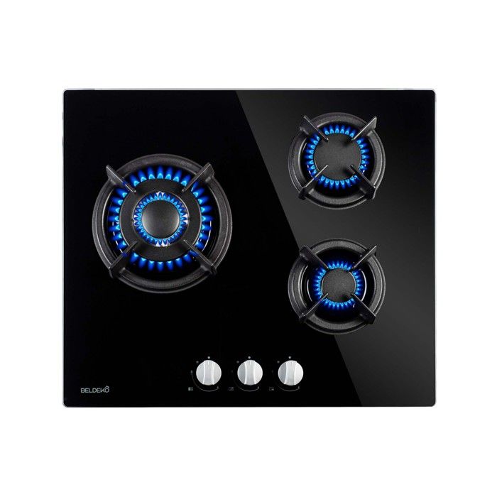 Plaque de cuisson 3 ZONES VERRE NOIR - BELDEKO - GAZ BOUTEILLE