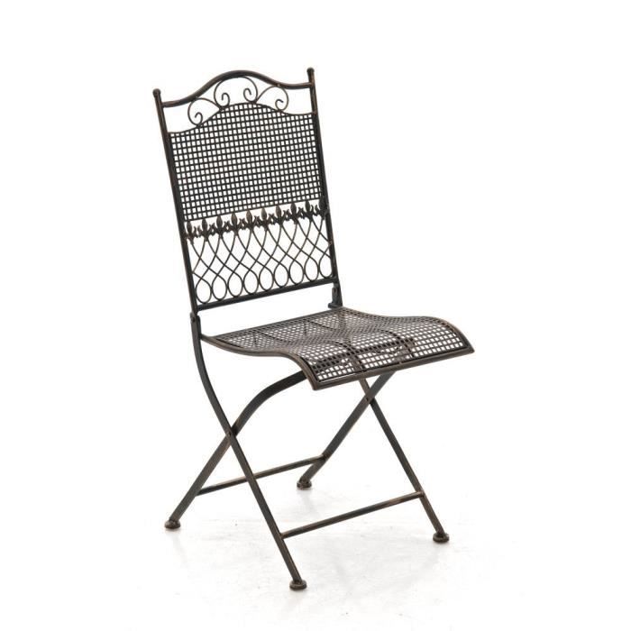 CLP Chaise nostalgique pliable KIRAN, en fer forgé, chaise en fer style nostalgique, ultra-élégant, 6 couleurs au choix91 cm - br...