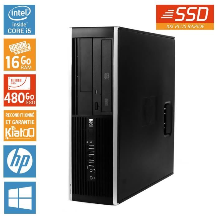 Pc Bureau Hp Elite 8100 intel Core I5 16 Go Ram 480 Go Disque Dur Ssd ,ordinateur De Bureau Reconditionné W7