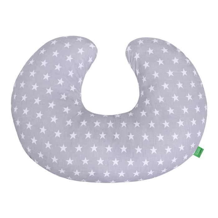 LULANDO Coussin d'allaitement Oreiller de Corps Coussins de Lecture Oreiller de Voyage Grey White Stars