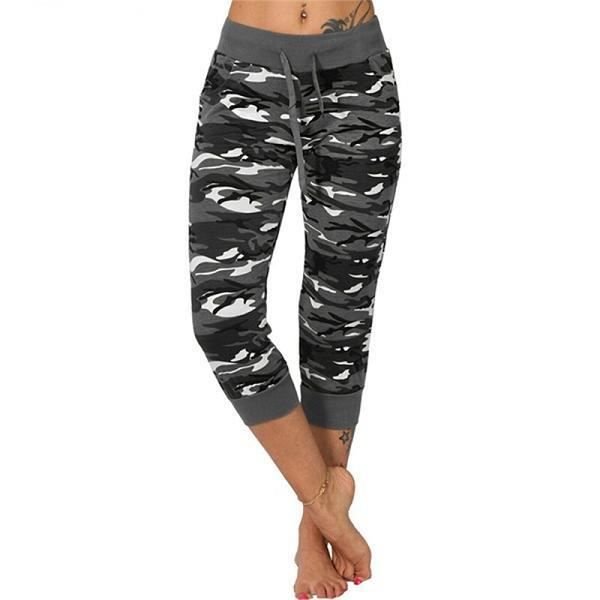 Pantalon de yoga femme,3-4 pantalons de Yoga femmes mollet longueur pantalon Camouflage imprimé pantalon Sport Leggings femmes Fitn