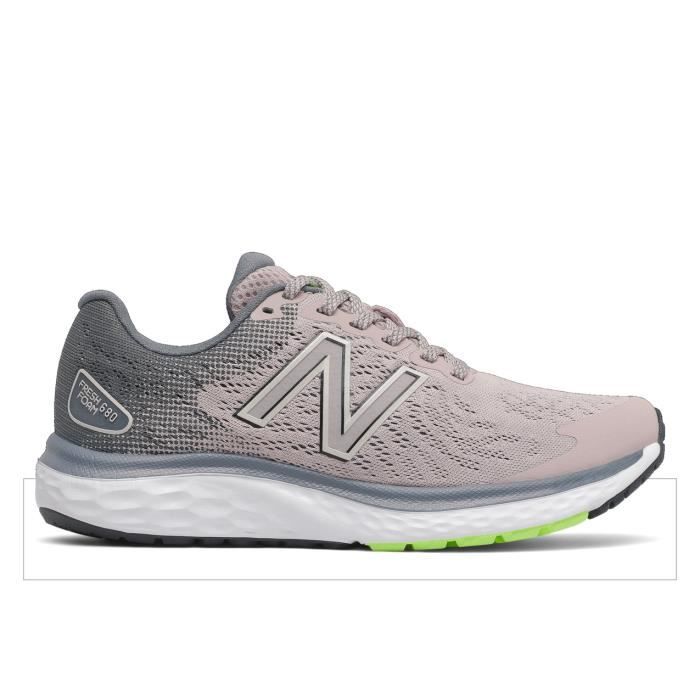 Chaussures de running femme New Balance fresh foam 680 v7 - logwood/ocean grey/bleached lime glo