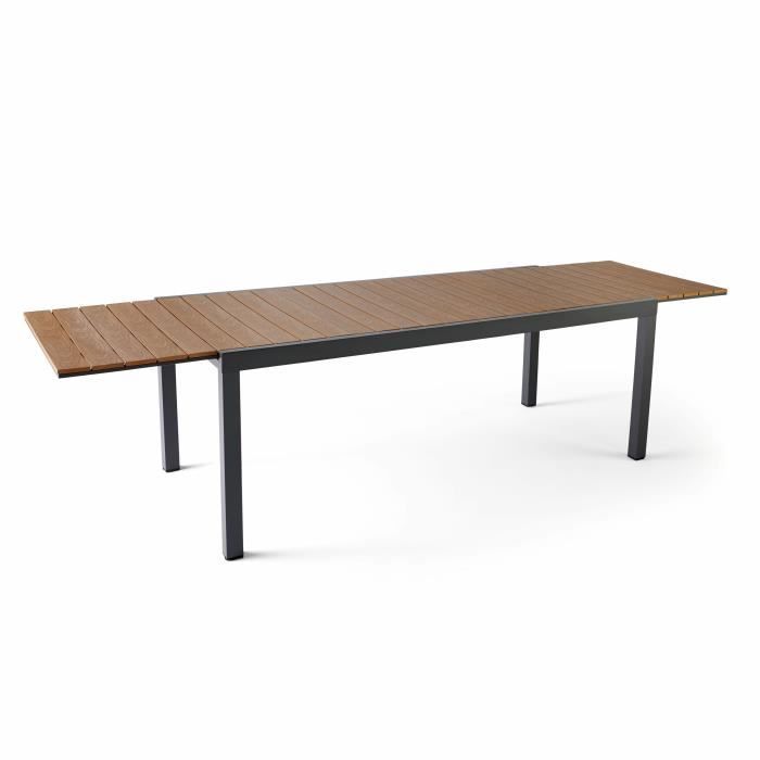 Table extensible de jardin - 300 x 94,5 x 75 cm - Aluminium - Oviala - Marron