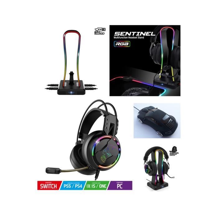 Support Casque 4 Ports USB RGB Porte Casque Gamer + CASQUE GAMER PRO H7 XBOX ONE - SERIES X | S - SWITCH PC /PS5