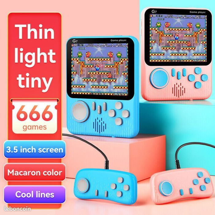 New Console de jeux vidéo Rétro Classique G7 écran couleur 666 Jeux intégrés
