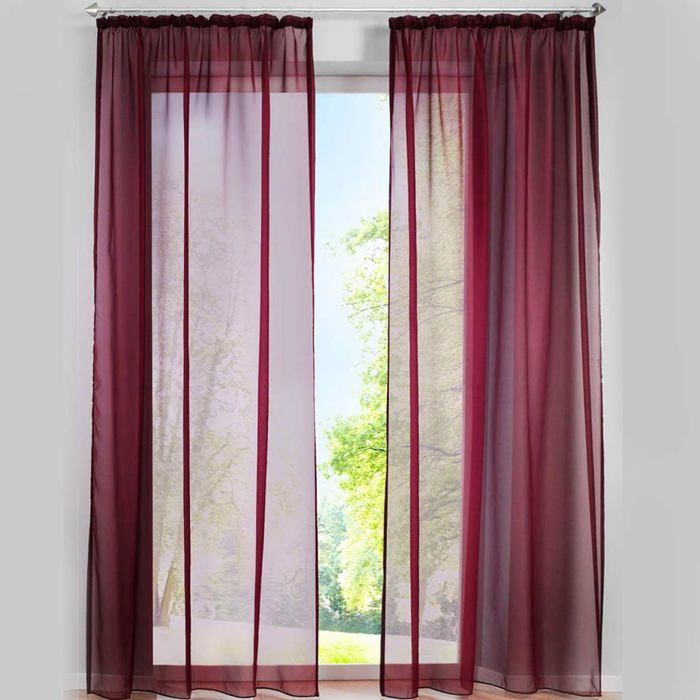 SIMPVALE Lot de 2 Rideaux Transparents – Élégants Rideaux en Voile de Couleur Unie avec Crochets de Rail – pour Chambre à Coucher, Salon, Balcon, Bleu, 140x225cm