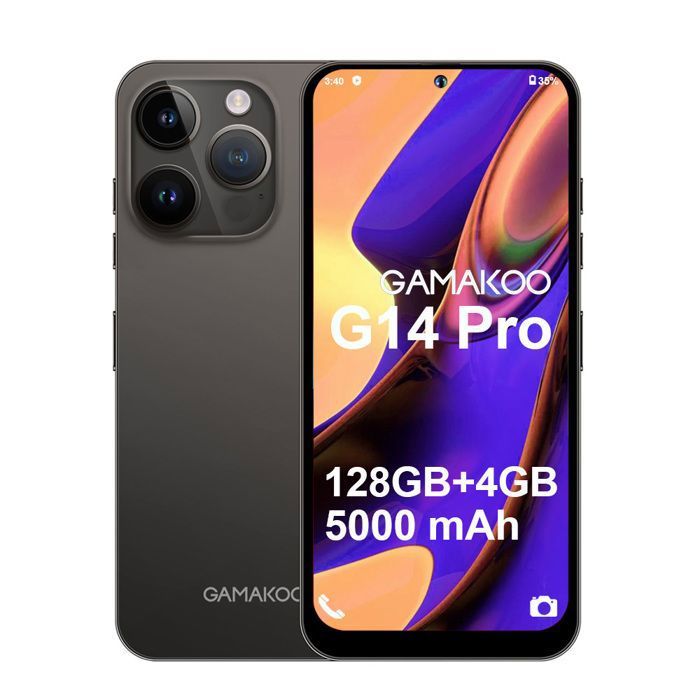 GAMAKOO G14 Pro 128Go+4Go 6.7 pouces DualSim 4G Déverrouiller smartphone Android Phone 5000mAh