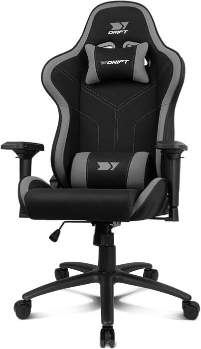 Chaise Gaming DRIFT DR90 - Tissu Gris/Noir - Accoudoirs 2D - Piston Classe 4
