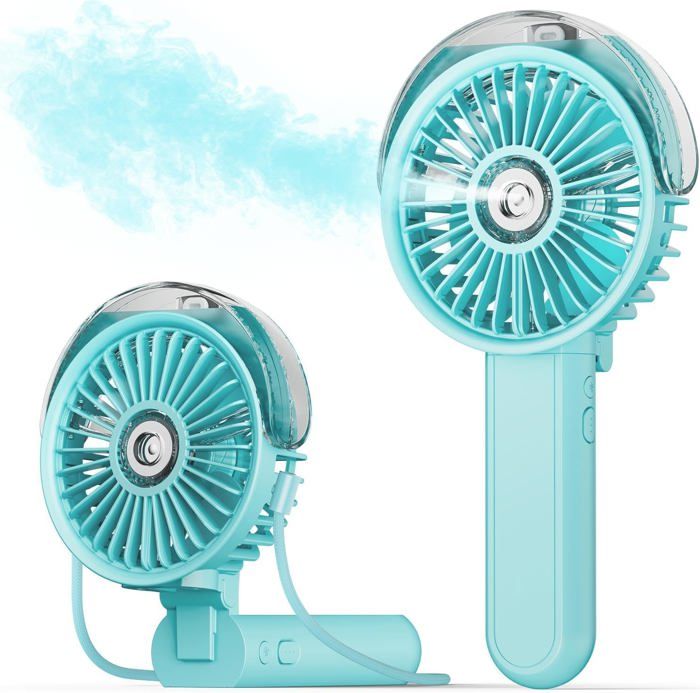 Ventilateur portable avec spray ventilateur personnel pliable à 3 vitesses chargement USB adapté à lextérieur et aux voyages - Kzq