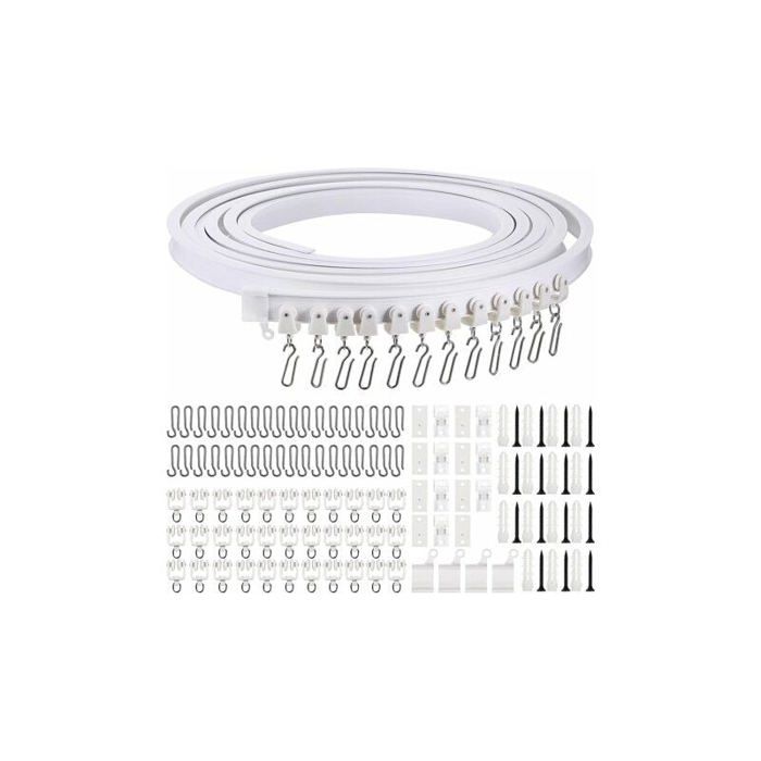 Kit De Rail De Rideau Plafond Pliable, 3M Rail De Rideau Flexible Avec 30 Crochet Pour Maison Chambre Fenetre Salle De Bain 94617078