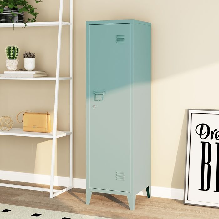 Armoire à casier Kurikka métallique vérouillable 137 x 38 x 38 cm bleu gris